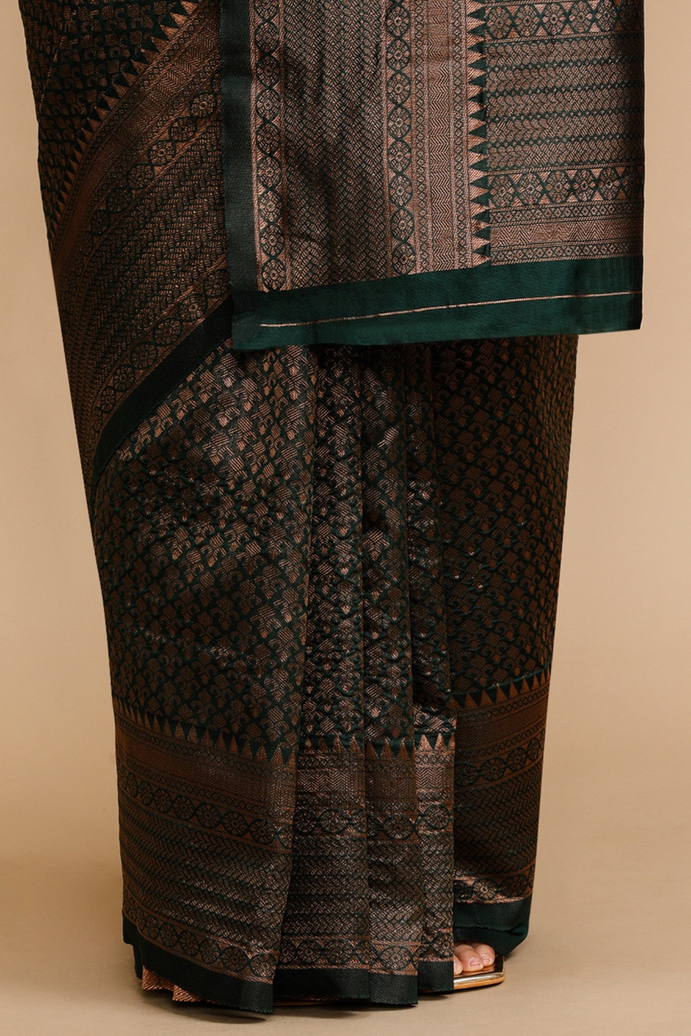 Buy MySilkLove Juniper Green Woven Jacquard Lichi Silk Saree Online