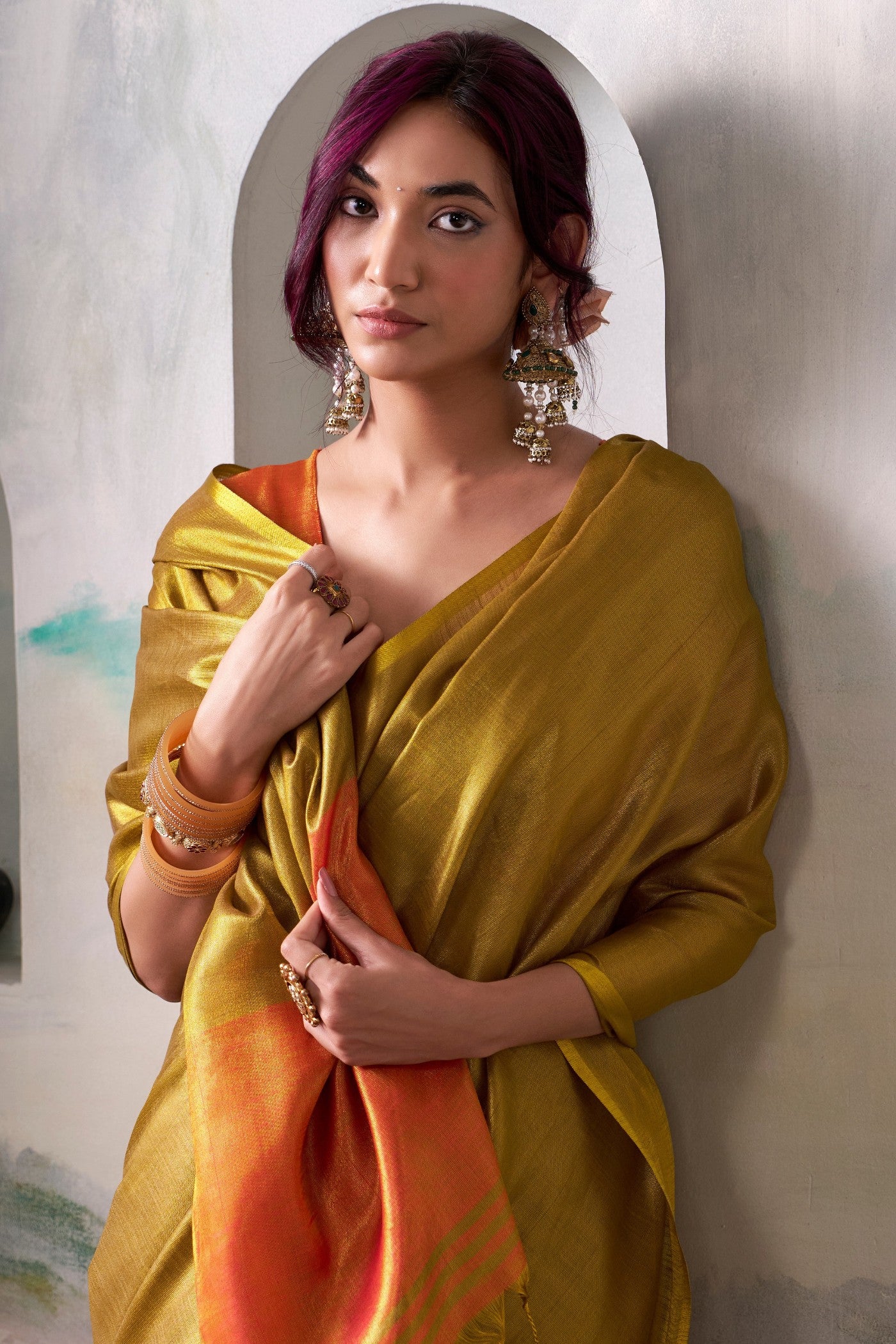 Buy MySilkLove Luxury Gold Handloom Tissue Saree Online