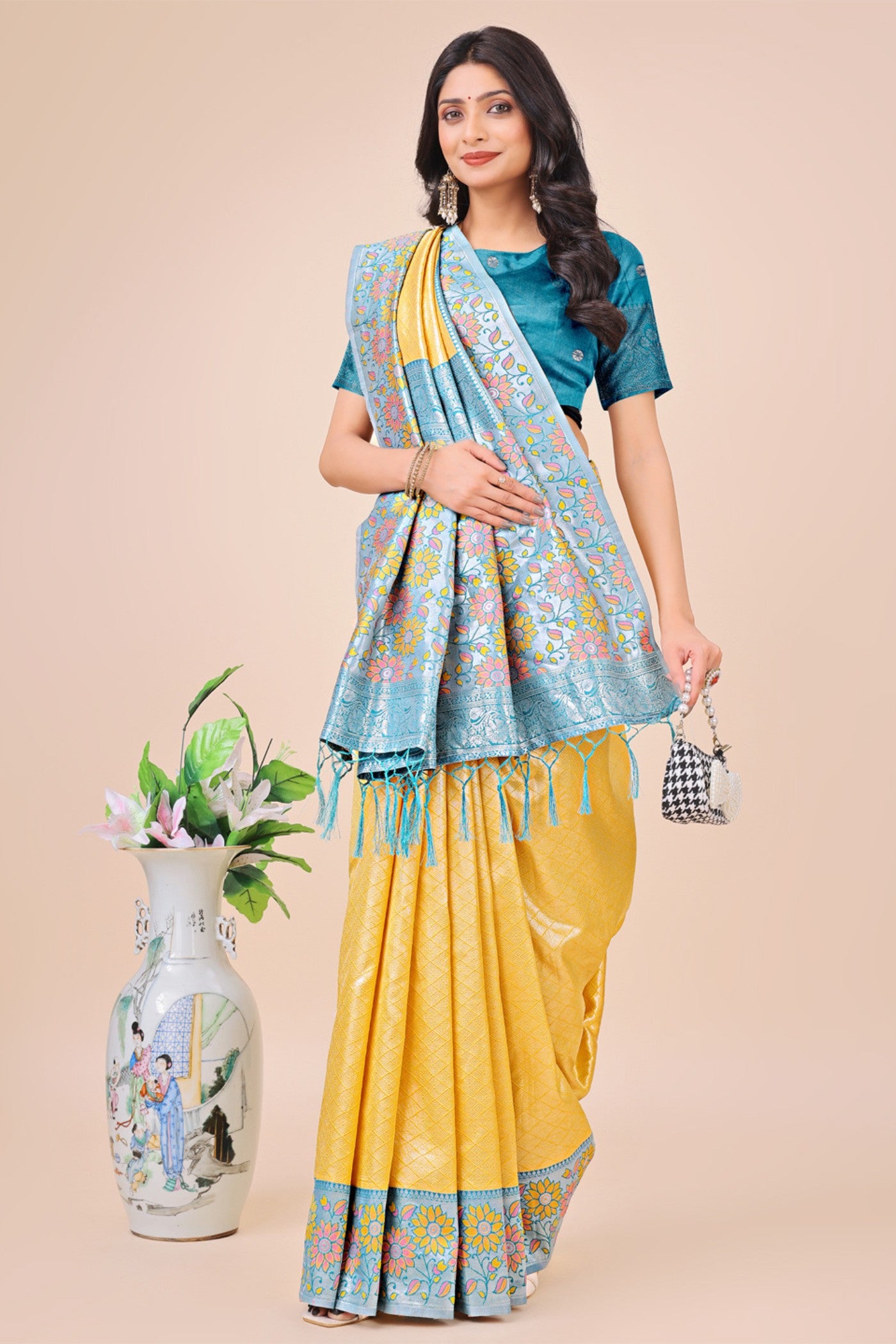 Buy MySilkLove Minion Yellow Woven Banarasi Saree Online