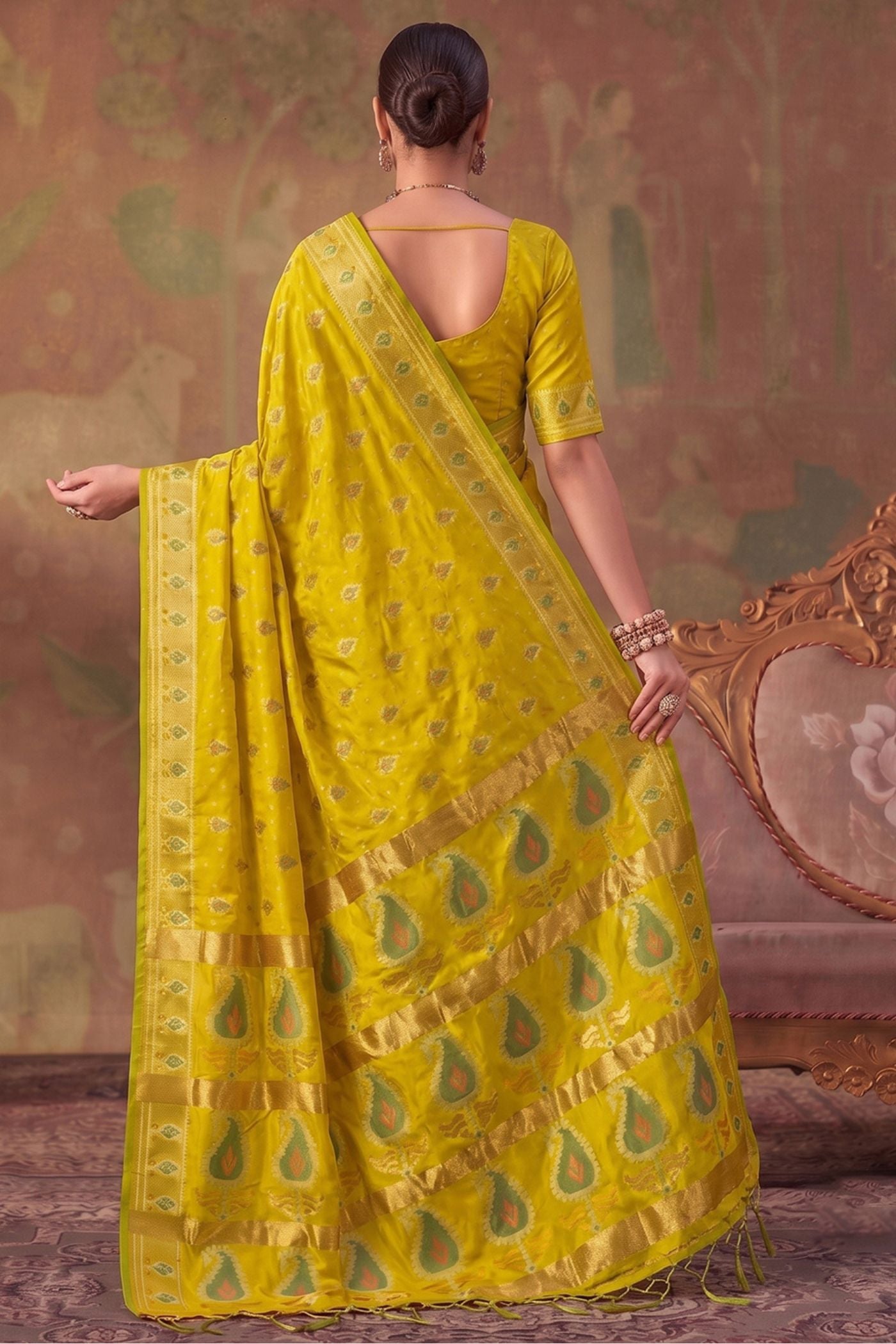Buy MySilkLove Haldi Yellow Woven Banarasi Soft Silk Saree Online