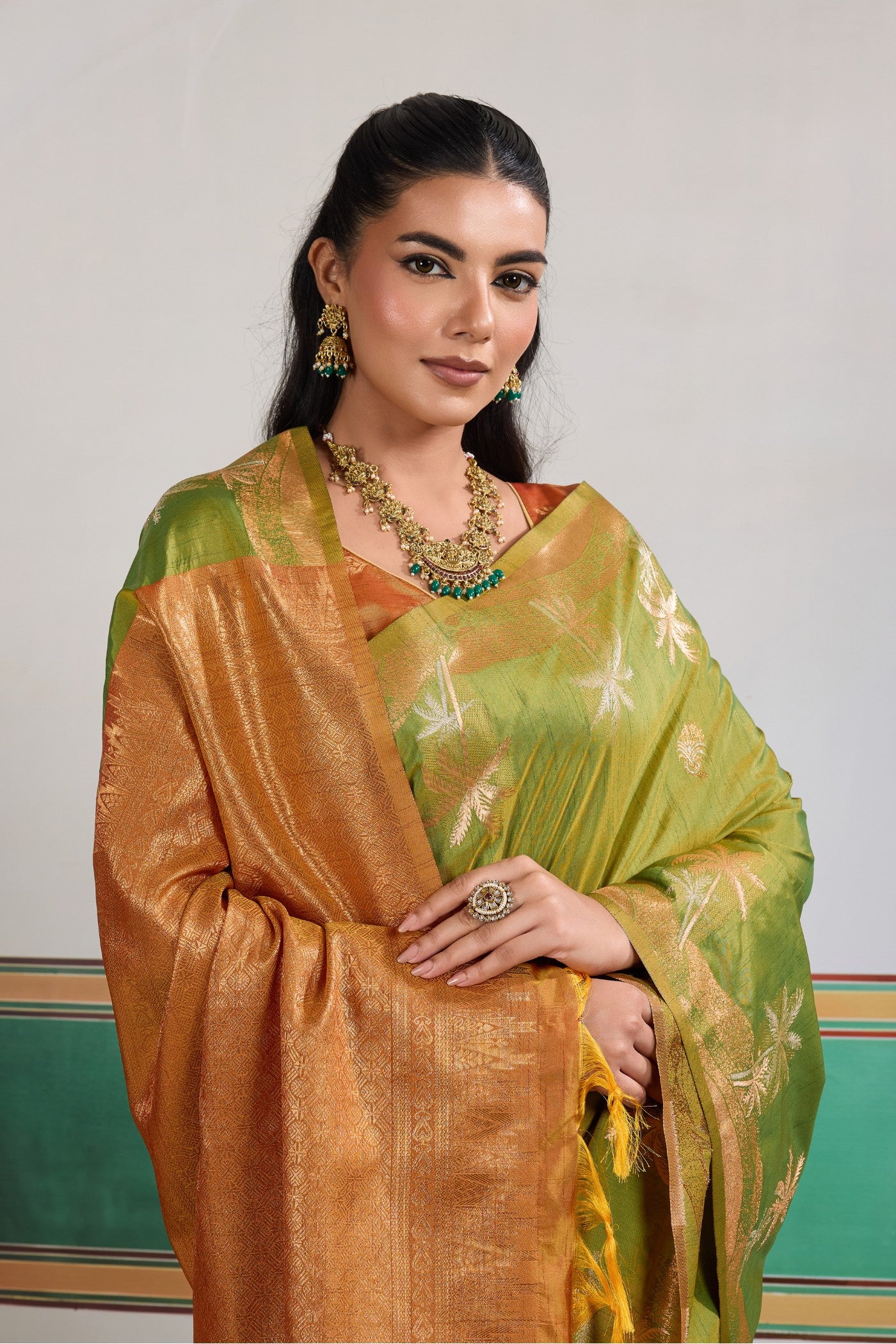 MySilkLove Kelly Green Banarasi Handloom Tussar Saree