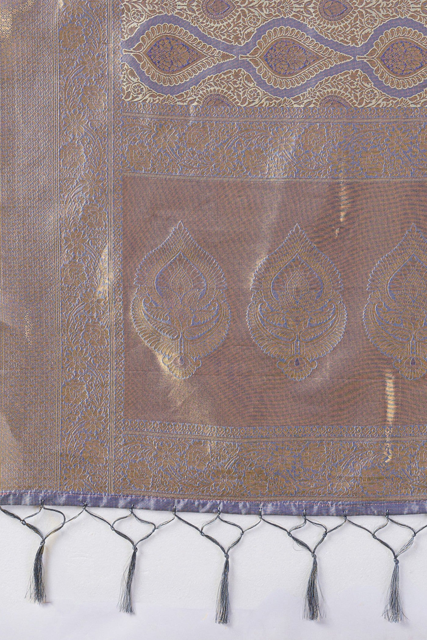 Buy MySilkLove Platinum Grey Woven Kanjivaram Saree Online