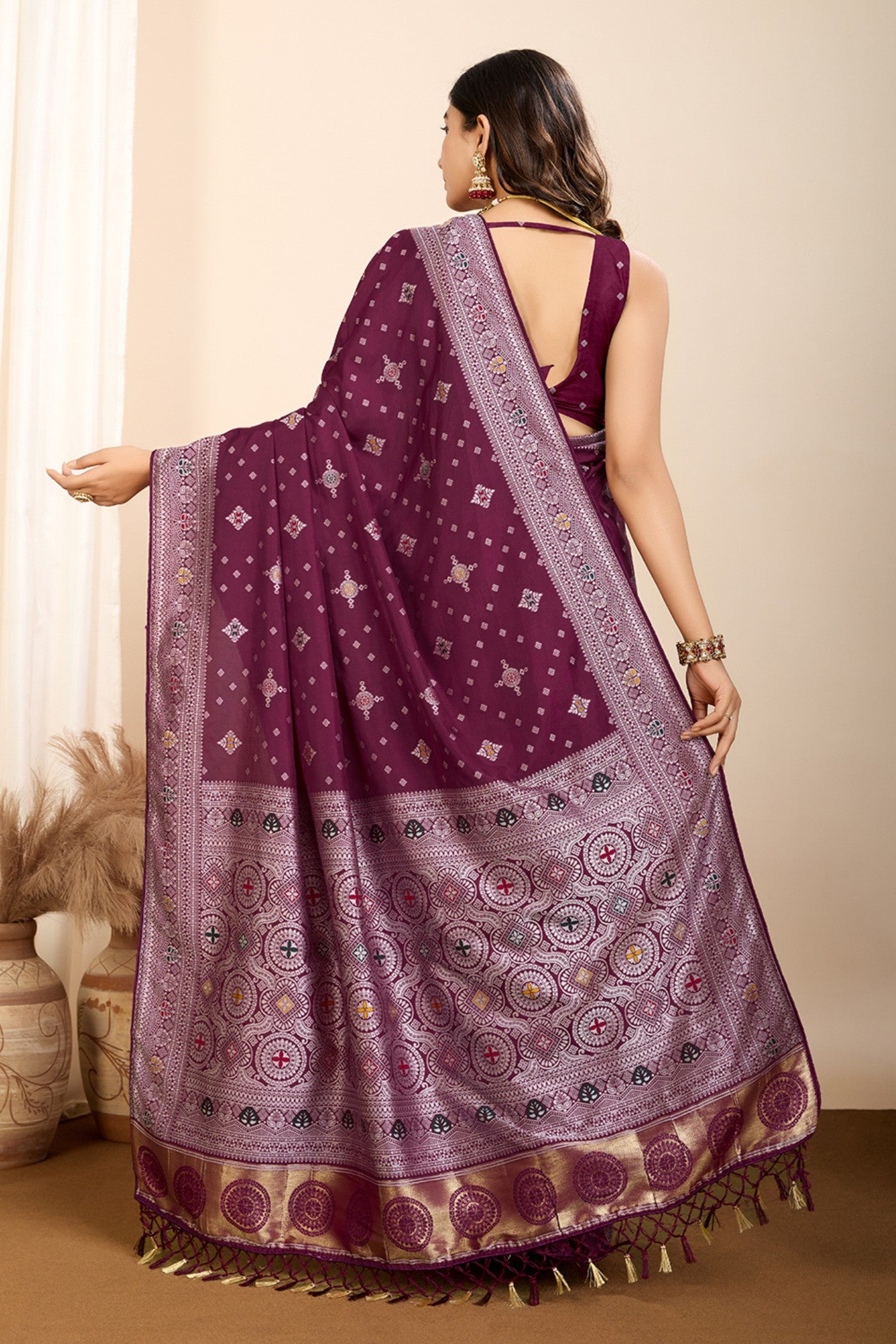 Buy MySilkLove Coco Maroon Woven Banarasi Saree Online