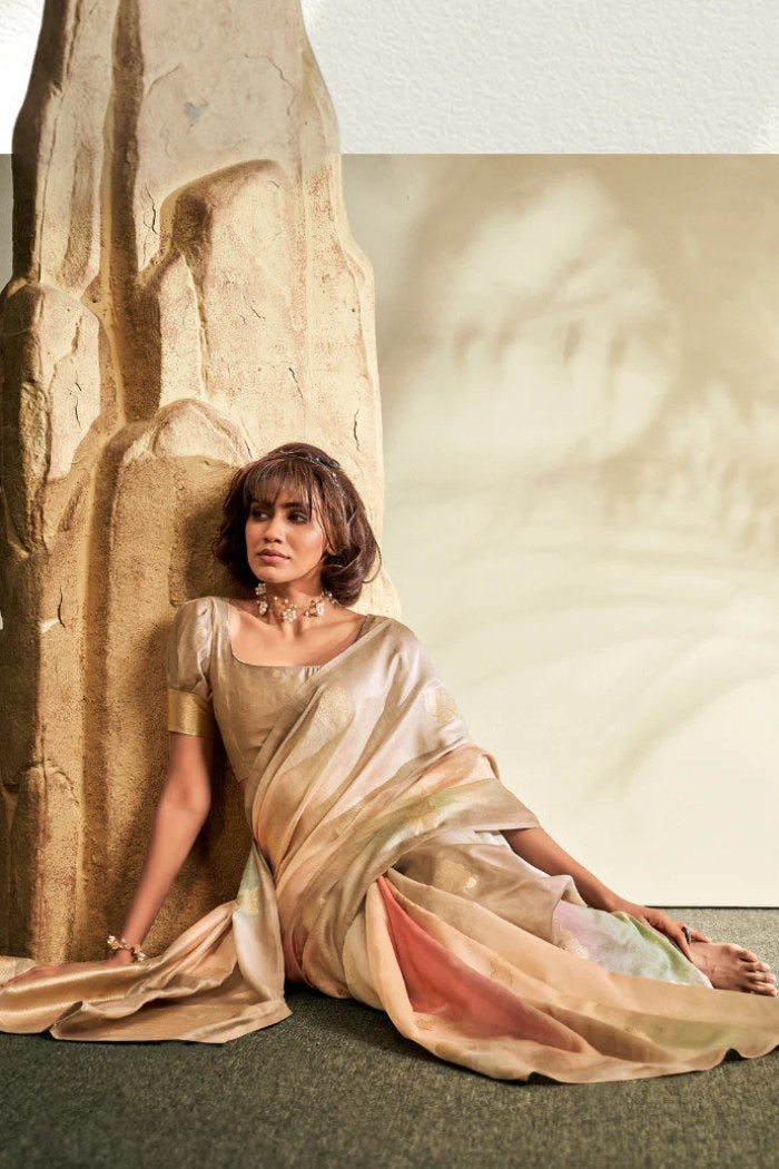 Buy MySilkLove Twine Golden Banarasi Handloom Silk Saree Online