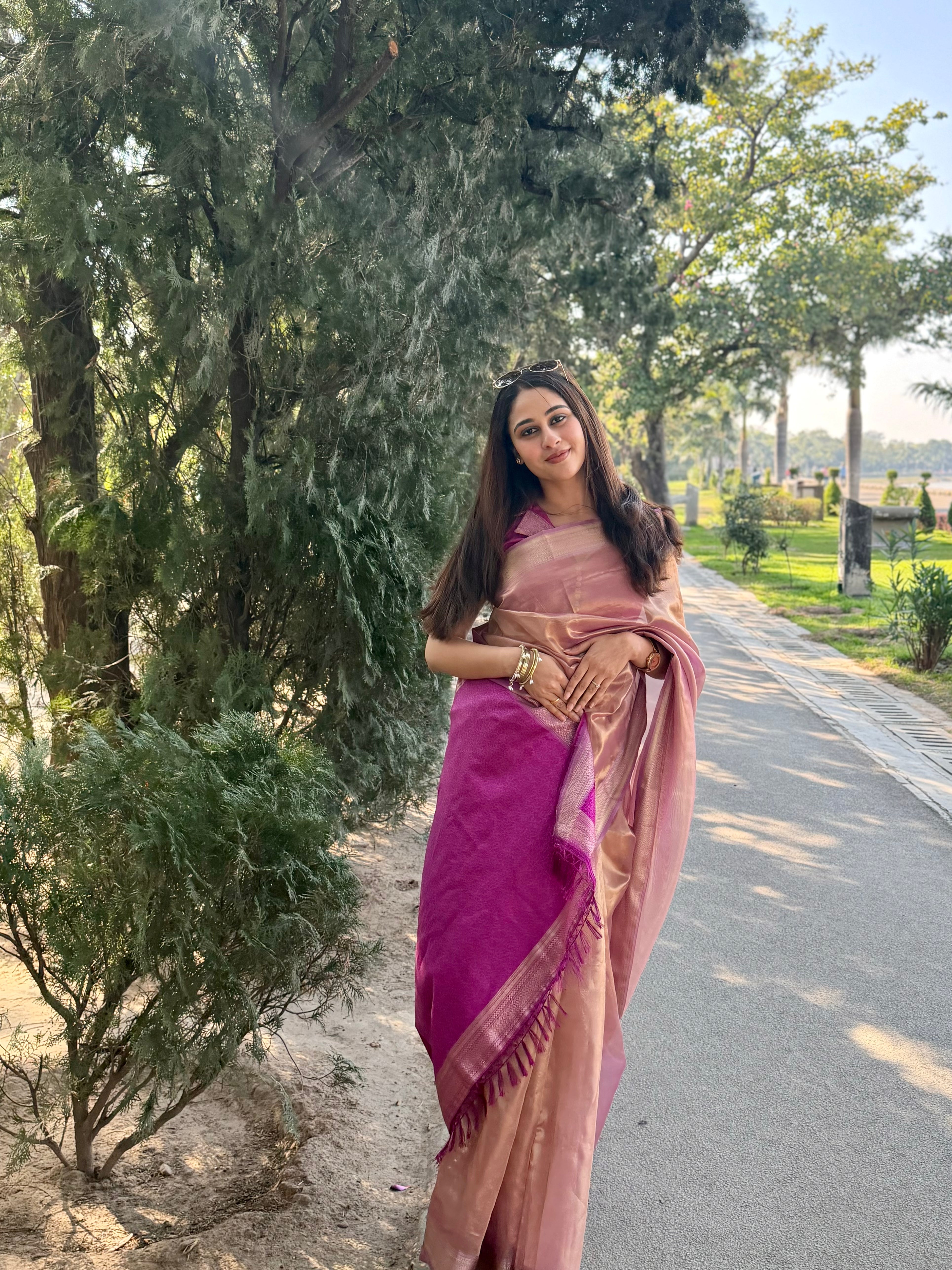 Buy MySilkLove Rose Dust Pink Handloom Tissue Saree Online