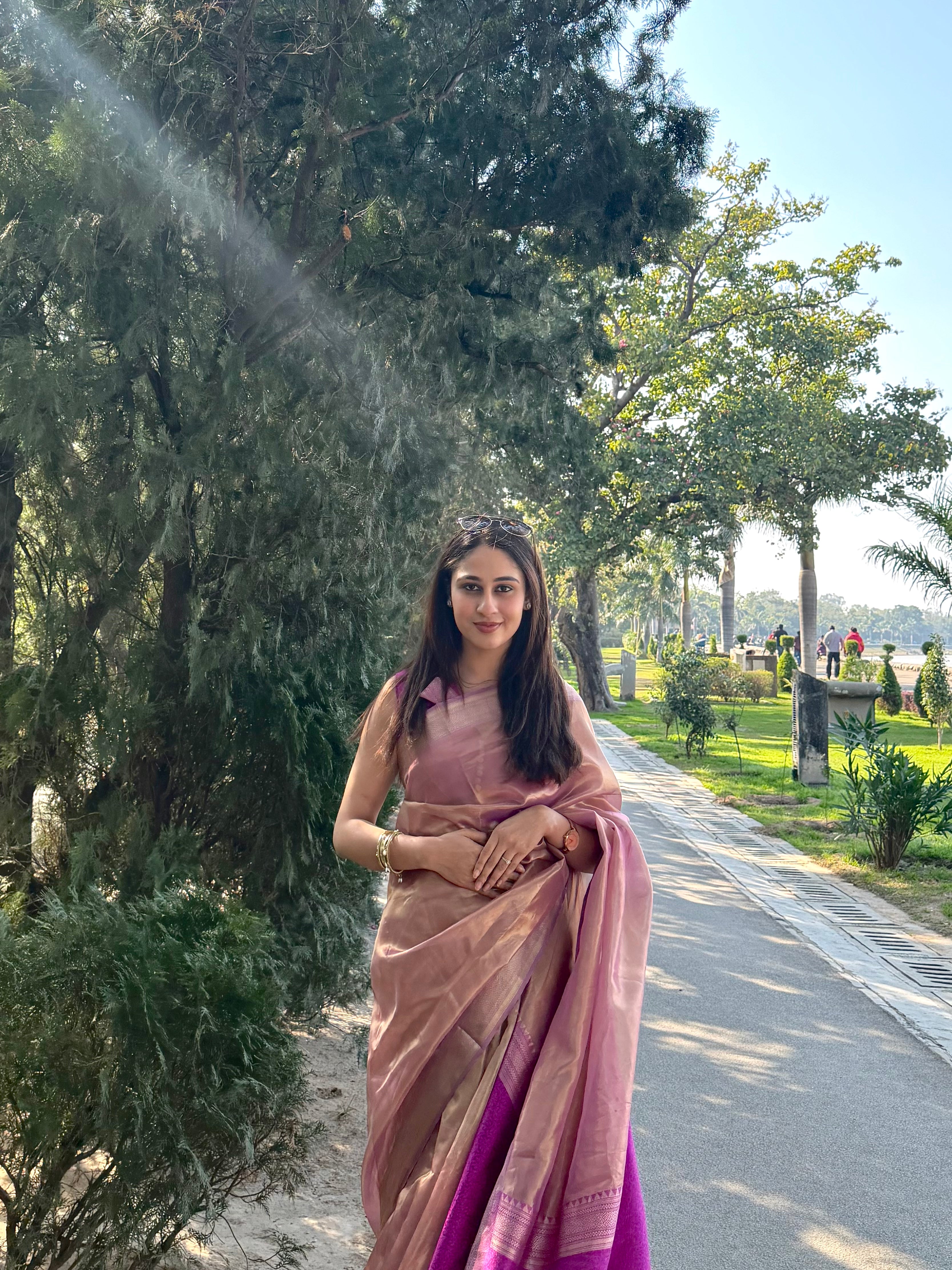 Buy MySilkLove Rose Dust Pink Handloom Tissue Saree Online