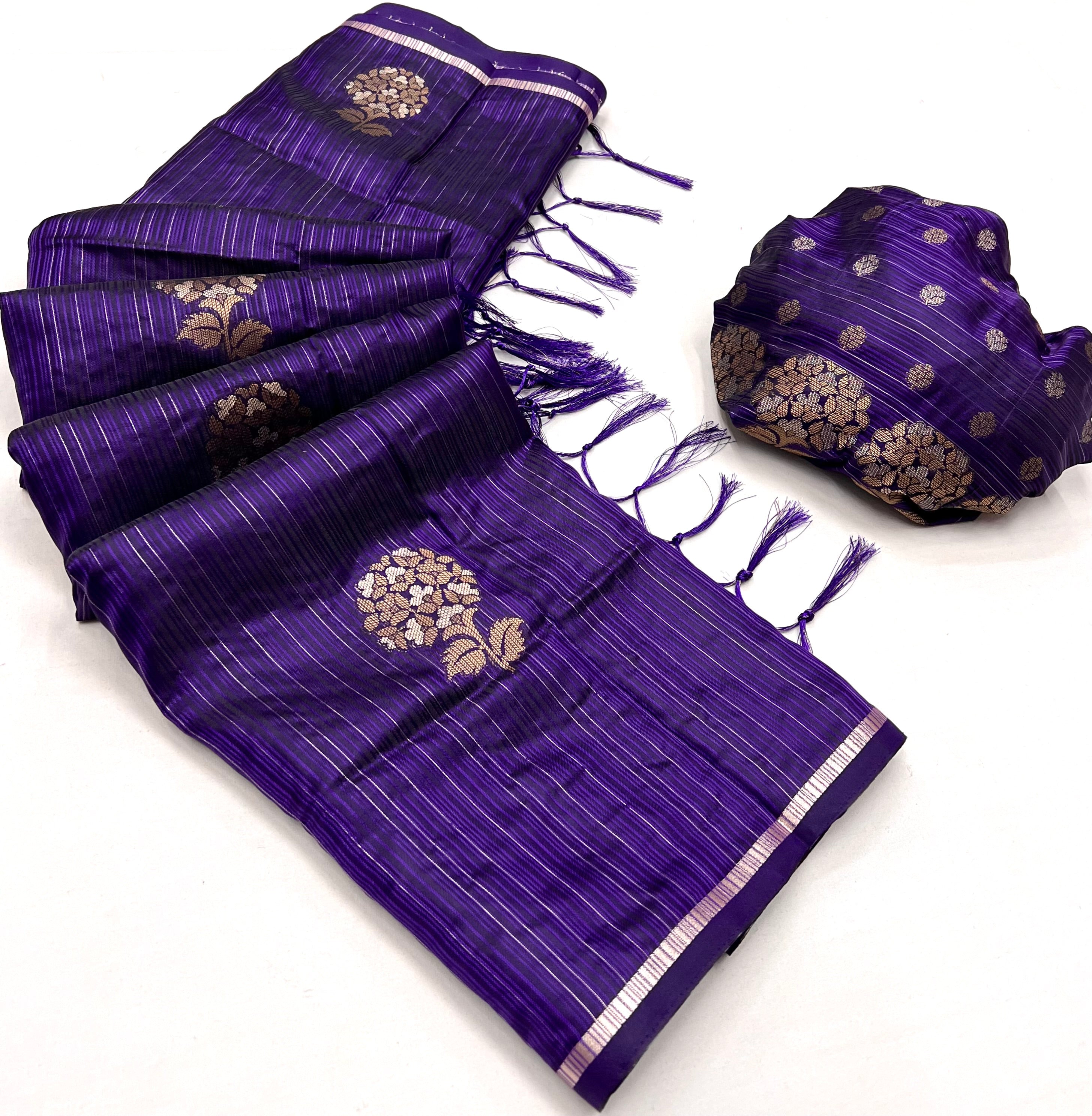 Buy MySilkLove Salt Box Purple Woven Banarasi Satin Silk Saree Online