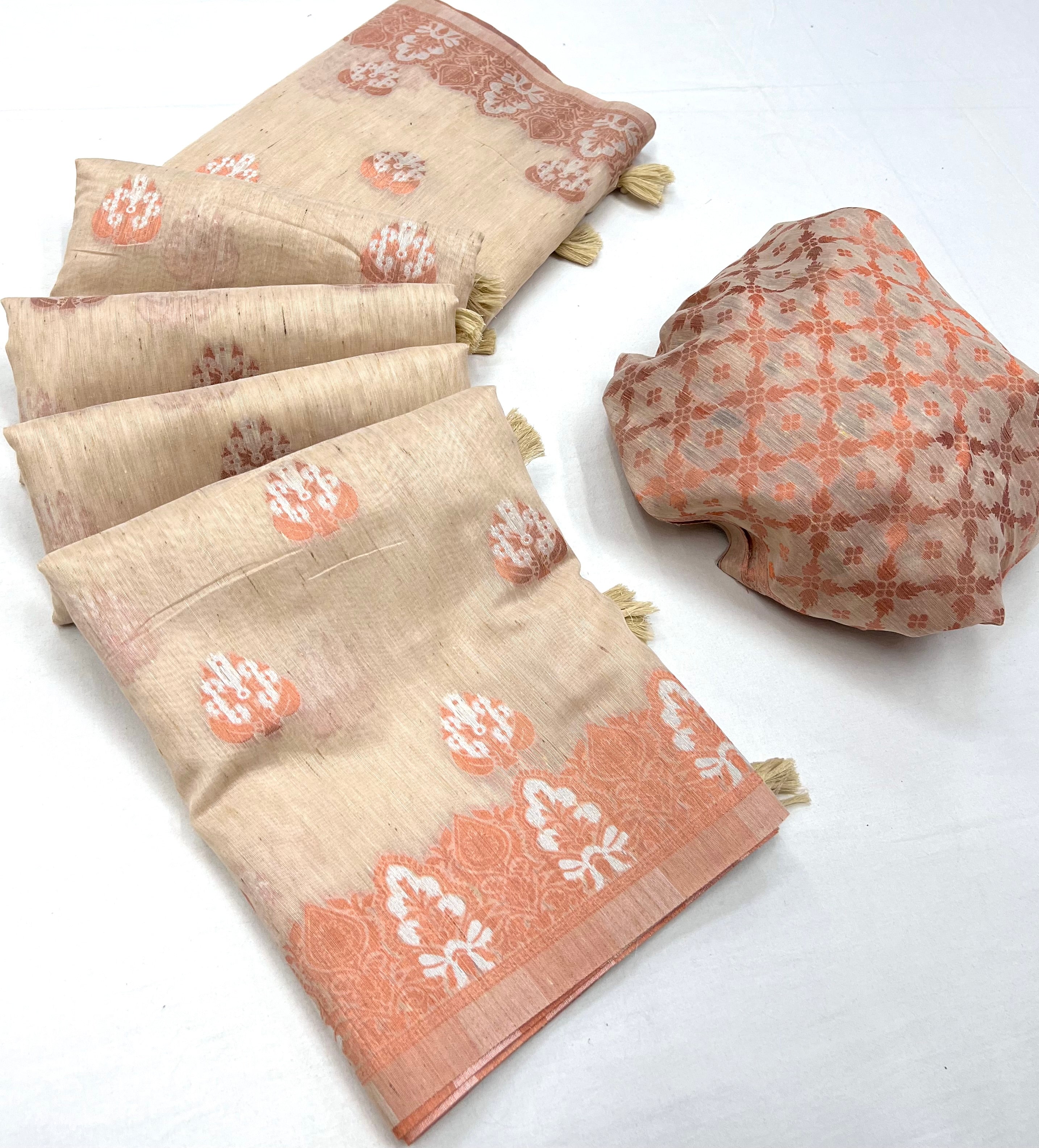 Buy MySilkLove Rose Fog Pink Bronze Zari Woven Linen Silk Saree Online