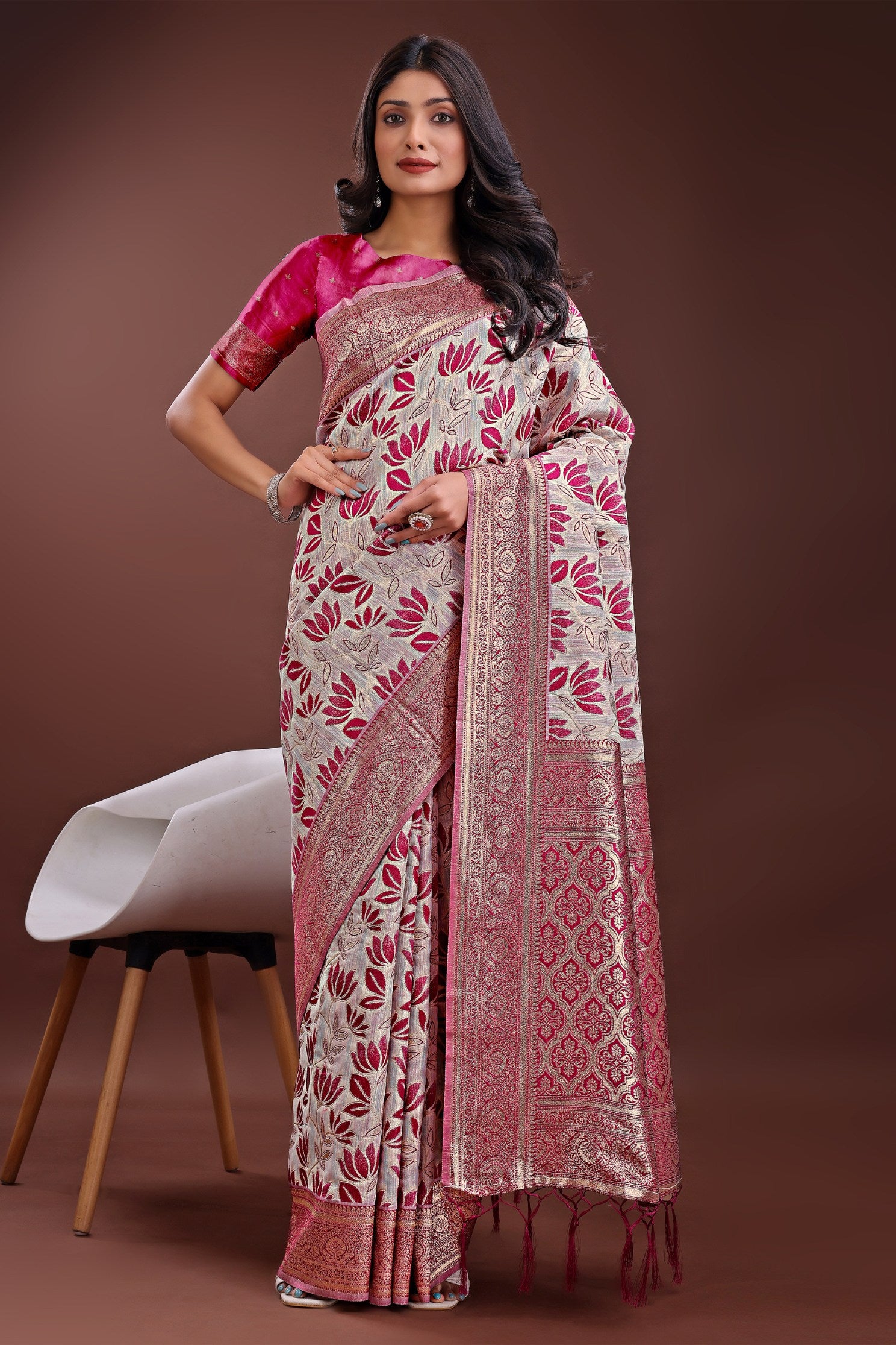 Buy MySilkLove Lilac Purple Linen Cotton Saree Online