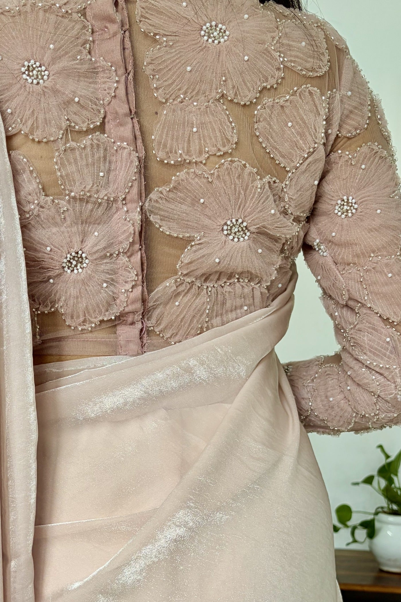 Buy MySilkLove Diamond Pink Designer Partywear Saree with Floral Blouse Online