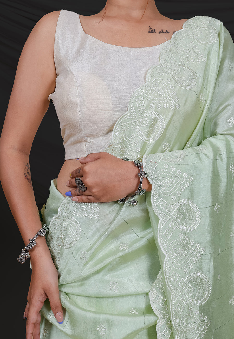 Buy MySilkLove Green Spring Tussar Silk Saree Online