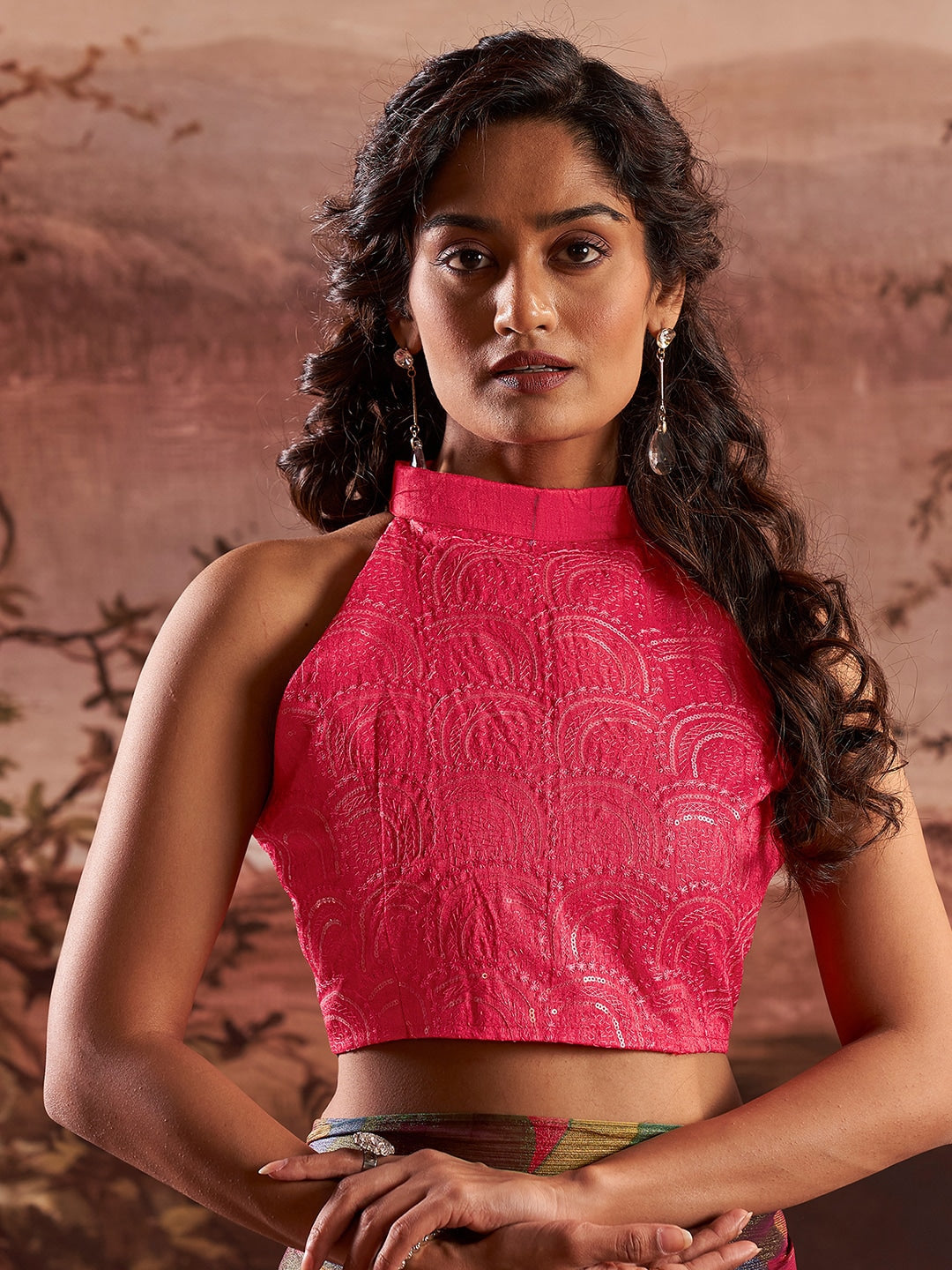 Buy MySilkLove Fuscous Green Printed Chiffon Saree With Embroidery Blouse Online