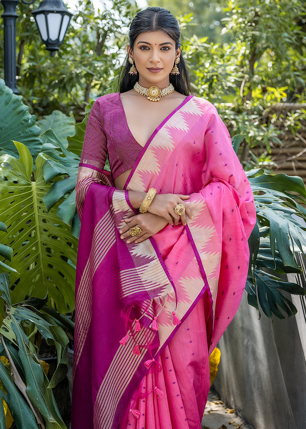 Buy MySilkLove Blush Pink Zari Woven Banarasi Raw Silk Saree Online