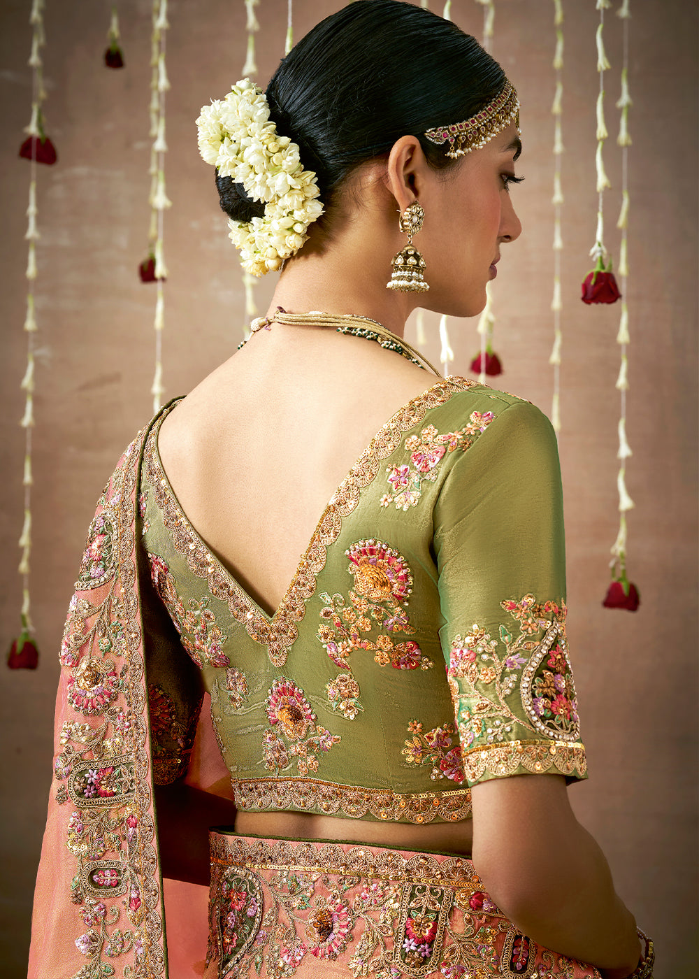 Buy MySilkLove Plum Peach Zari Woven Embroidery Designer Tissue Dola Silk Saree Online