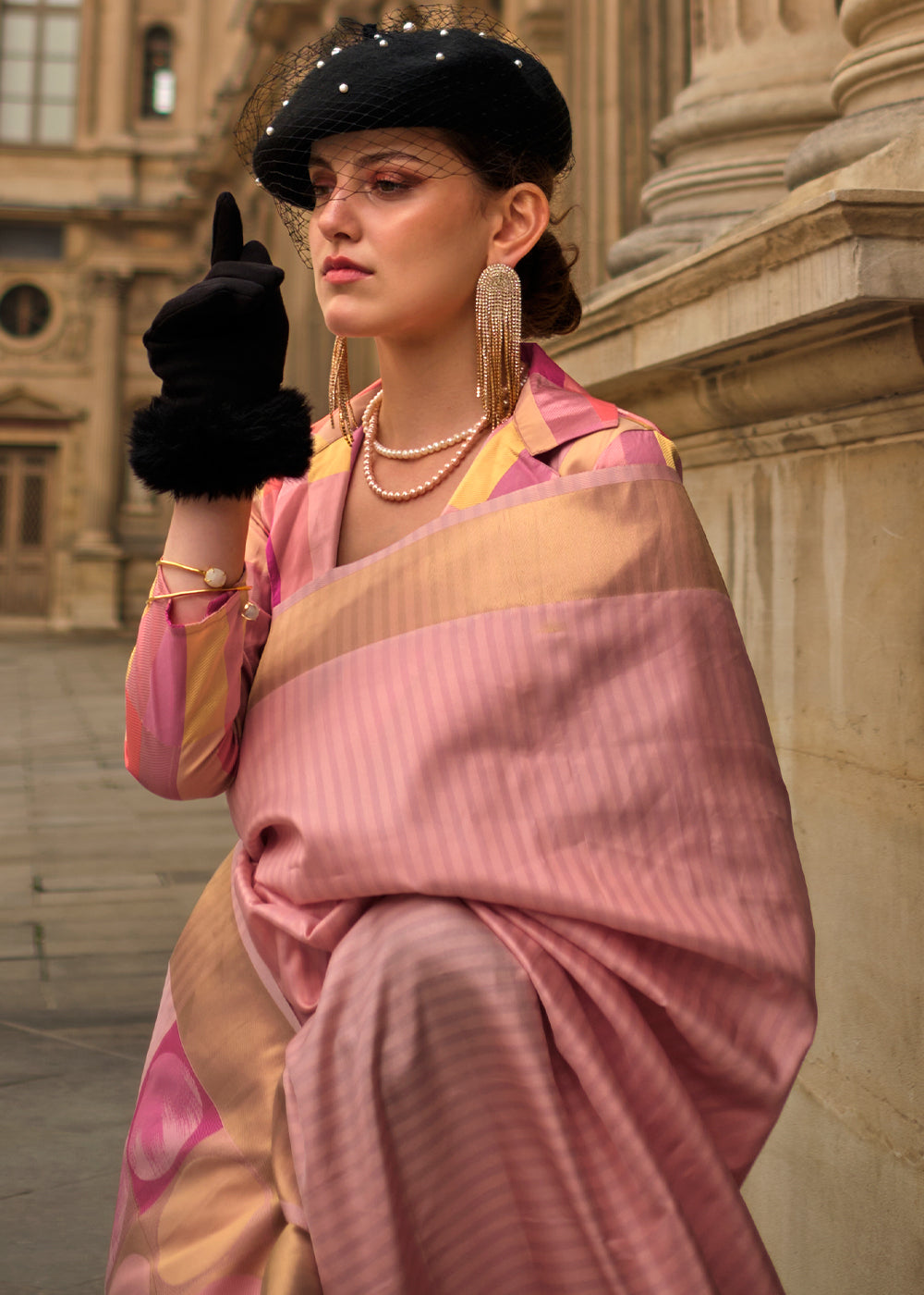 Buy MySilkLove Dahlia Pink Banarasi Handloom Saree Online