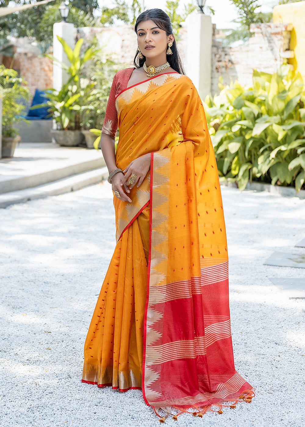 Buy MySilkLove Anzac Yellow Zari Woven Banarasi Raw Silk Saree Online