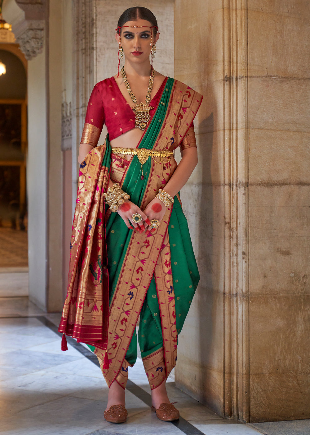 MySilkLove Jewel Green Woven Paithani Silk Saree