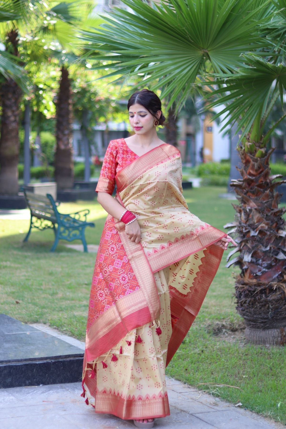 Buy MySilkLove Chino Cream Soft Tussar Silk Saree Online