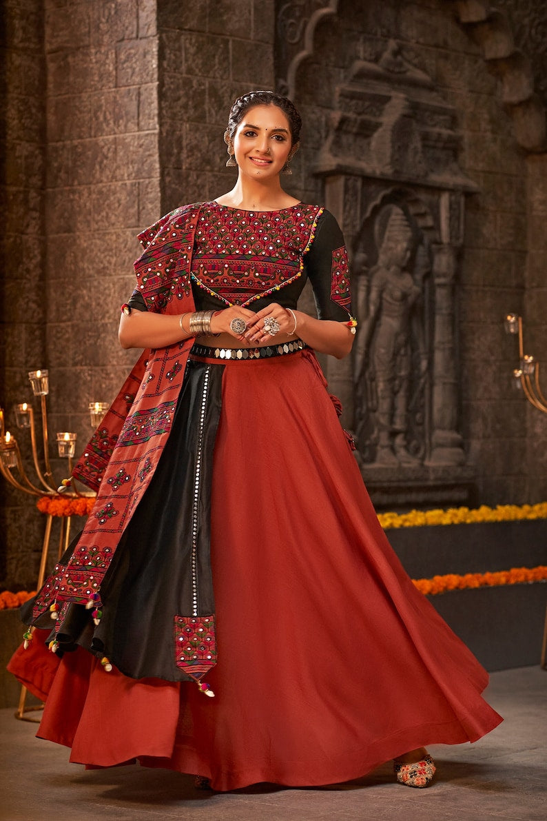 Buy MySilkLove Mexican Red and Black Lehenga Choli Online