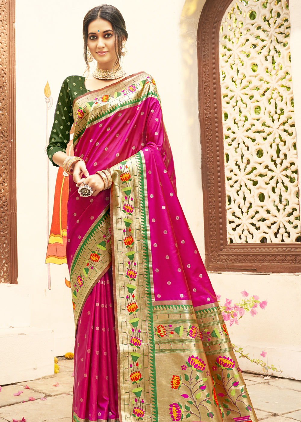 Buy MySilkLove Razzmatazz Pink Woven Paithani Silk Saree Online