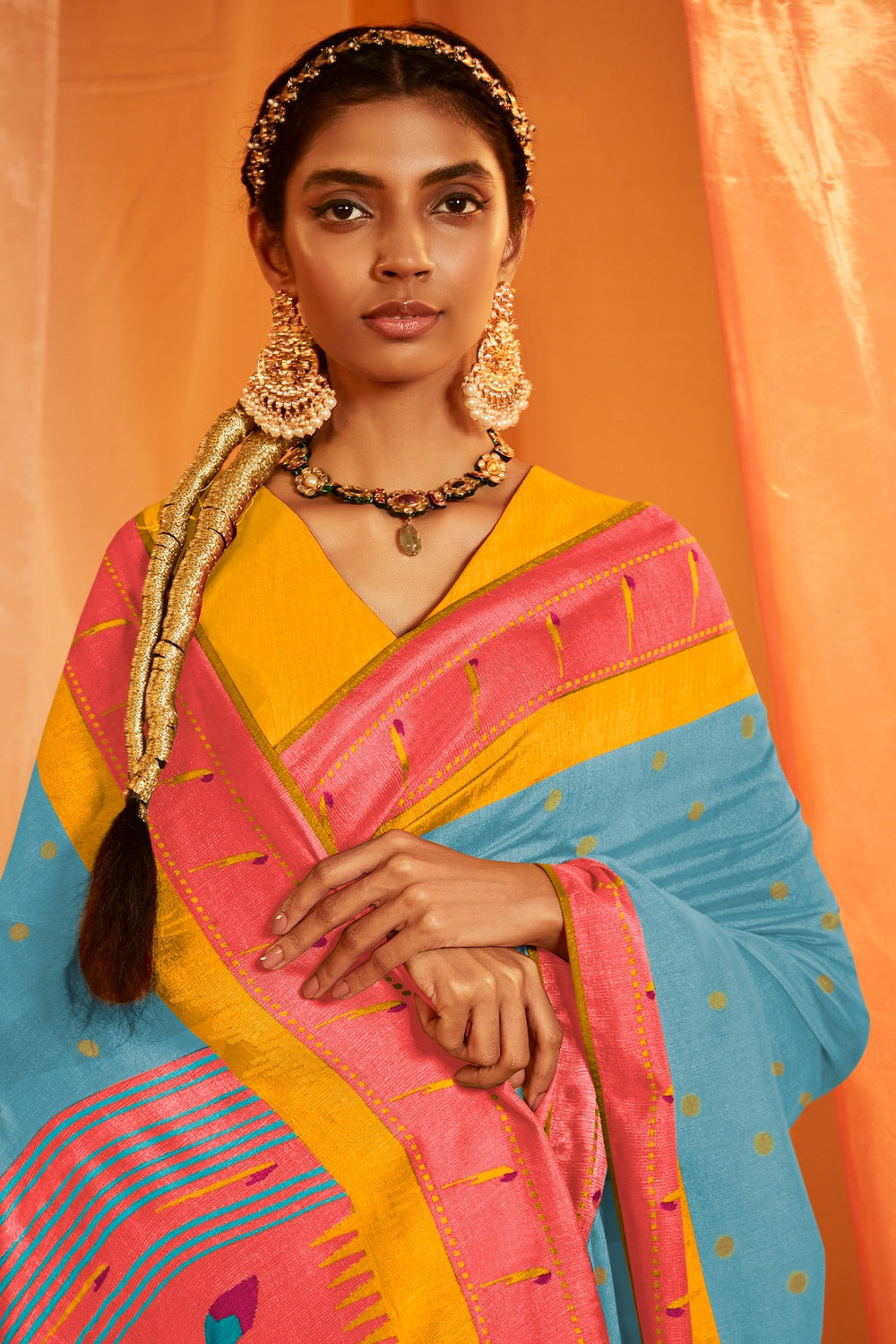 Buy MySilkLove Breaker Bay Blue Woven Paithani Silk Saree Online