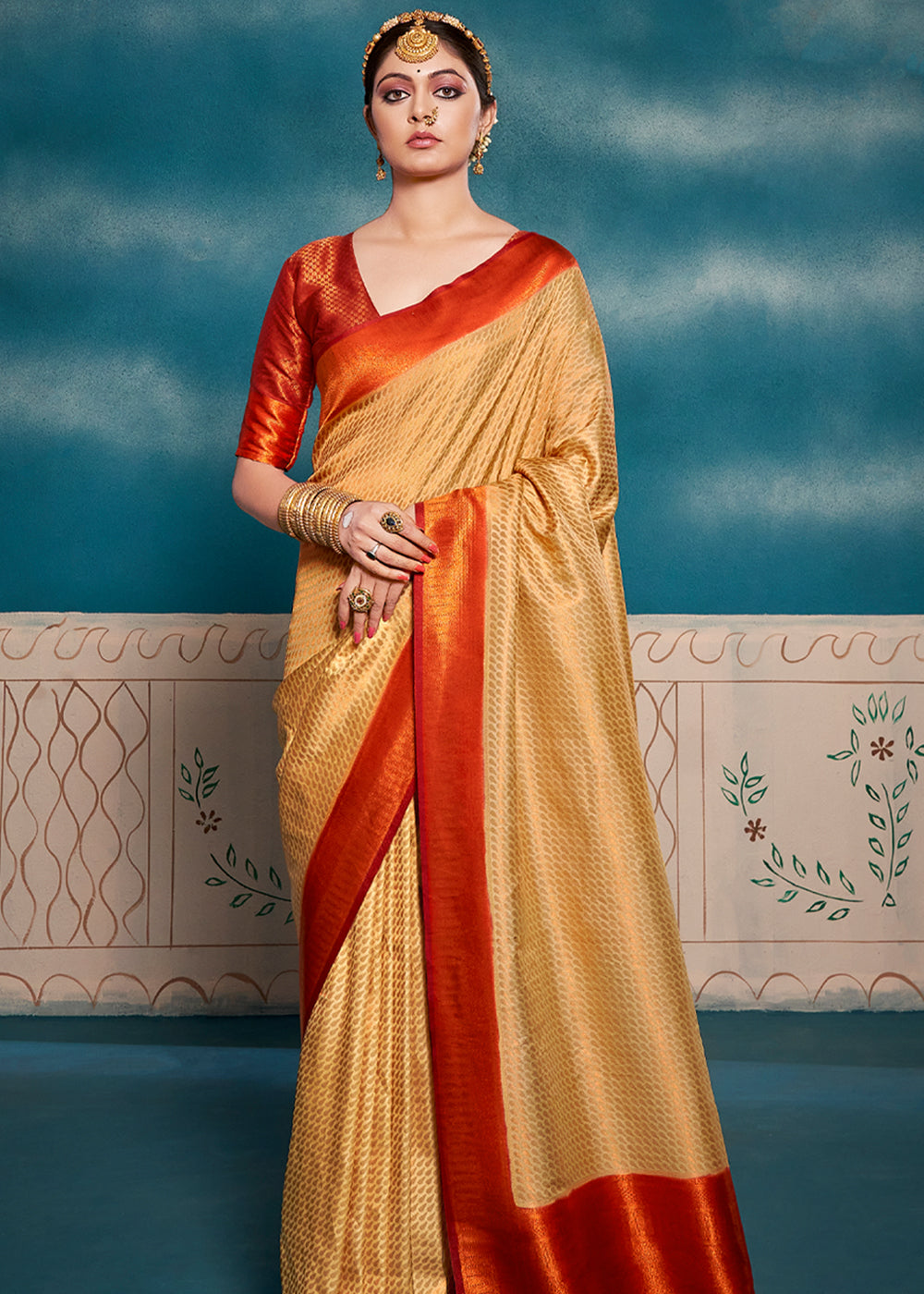 Buy MySilkLove Tacao Gold Yellow Woven Kanjivaram Silk Saree Online