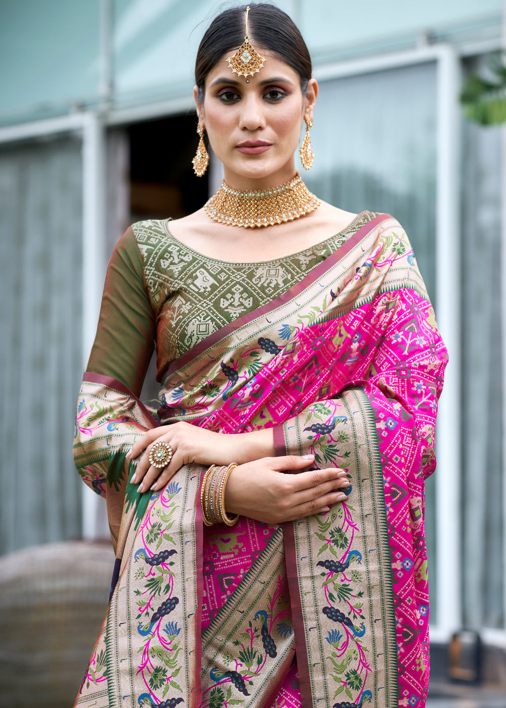 Buy MySilkLove Frostbite Pink Woven Paithani Patola Silk Saree Online