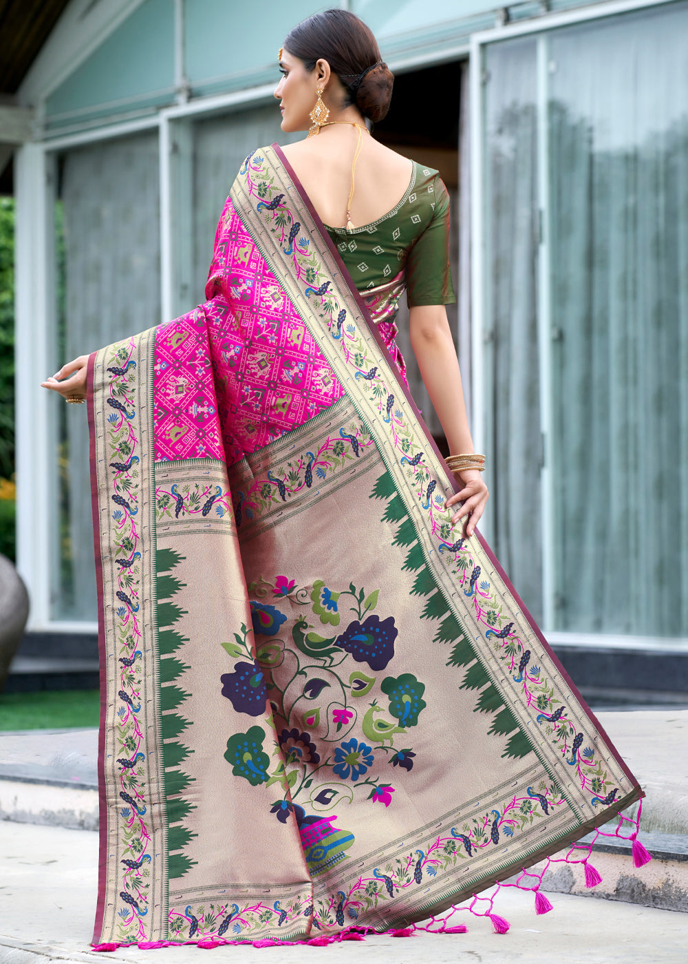 Buy MySilkLove Frostbite Pink Woven Paithani Patola Silk Saree Online