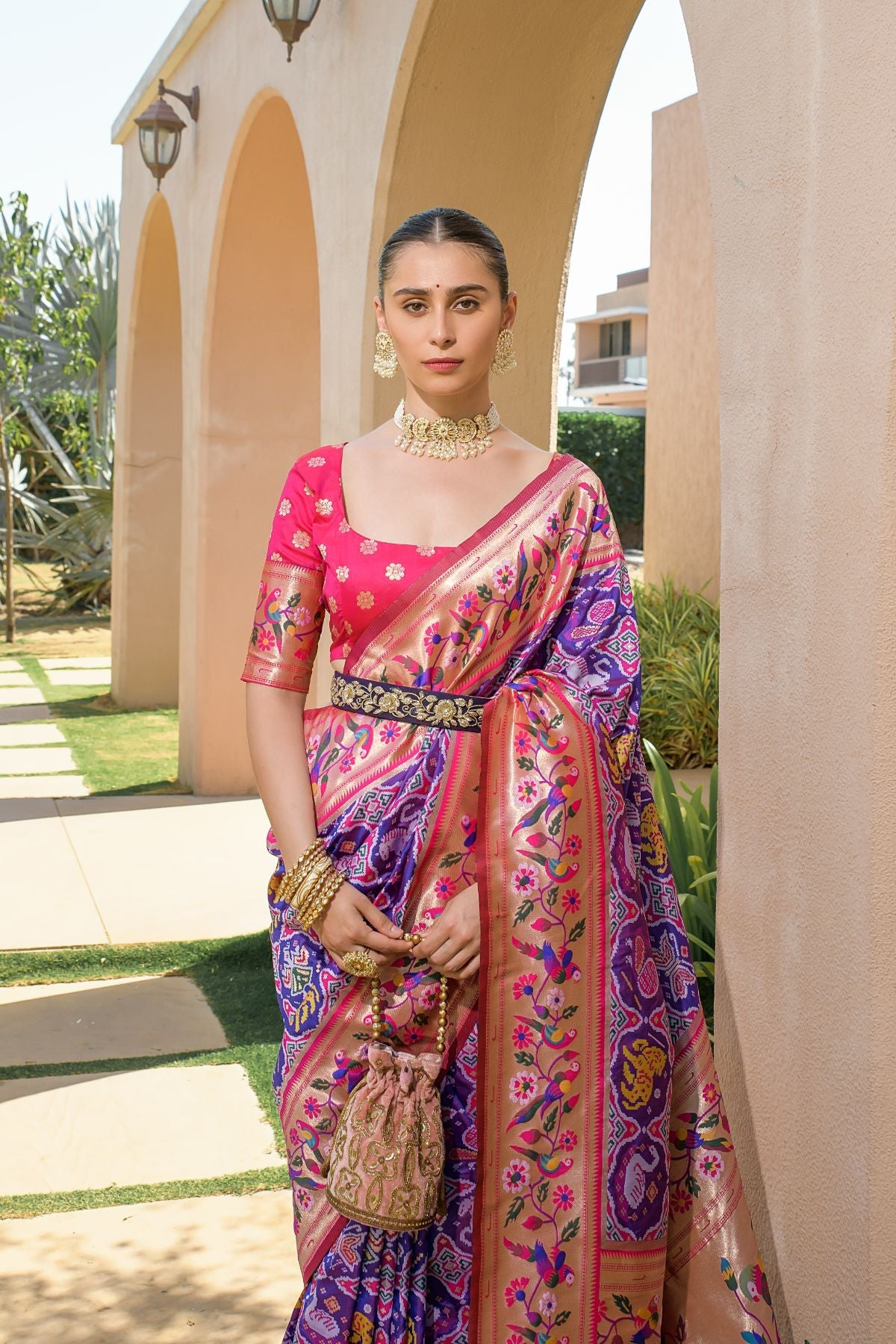 Buy MySilkLove Eggplant Purple Woven Paithani Silk Saree Online