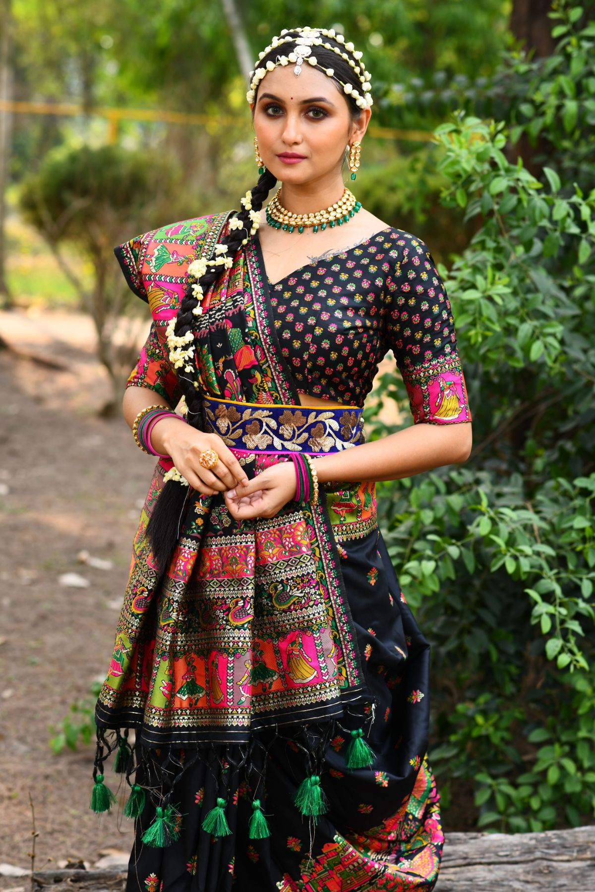 Buy MySilkLove Bunker Black Kashmiri Handloom Weaving Saree Online