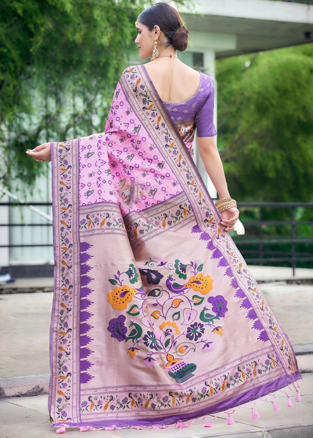 Buy MySilkLove Orchid Pink Woven Paithani Patola Silk Saree Online
