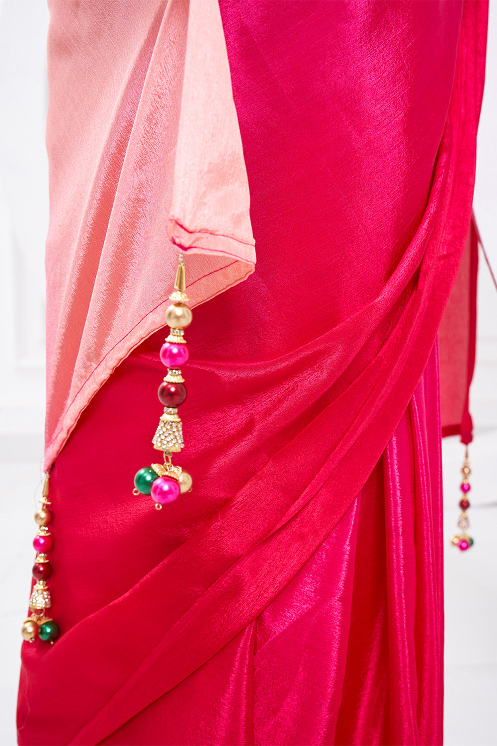 Buy MySilkLove Rose Pink Pearl Georgette Silk Saree Online