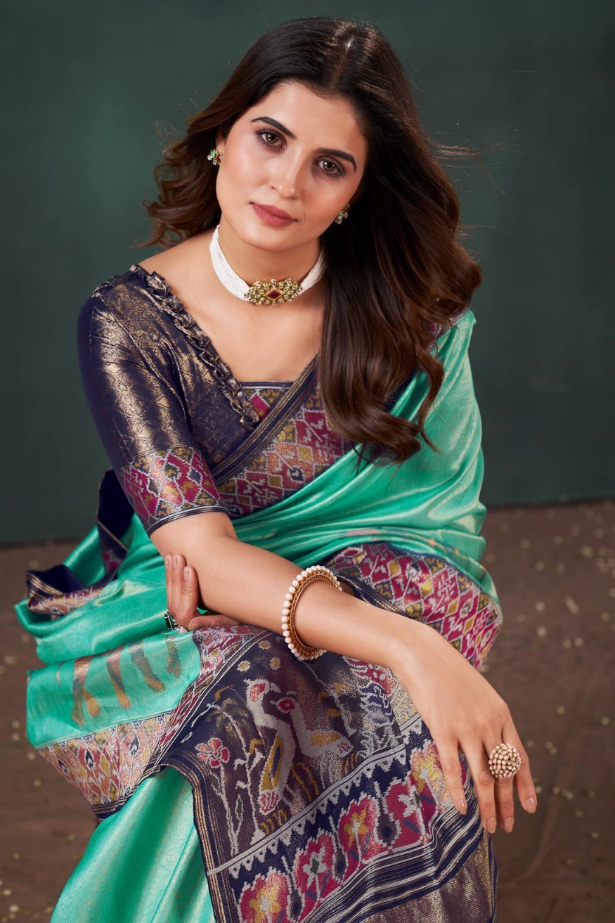 Buy MySilkLove Caribbean Green Designer Banarasi Saree Online