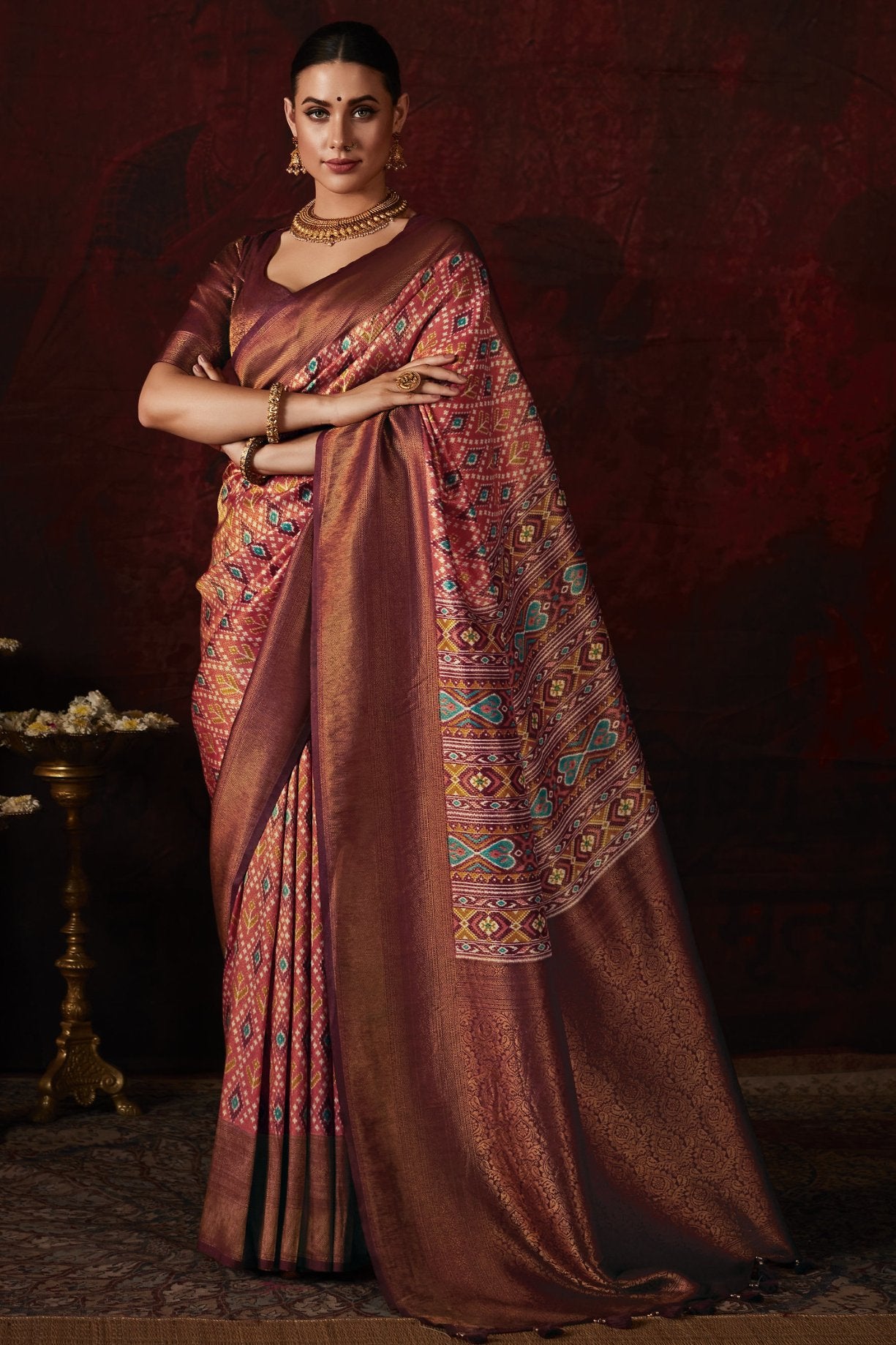 Buy MySilkLove Irish Coffee Brown Banarasi Digital Printed Saree Online