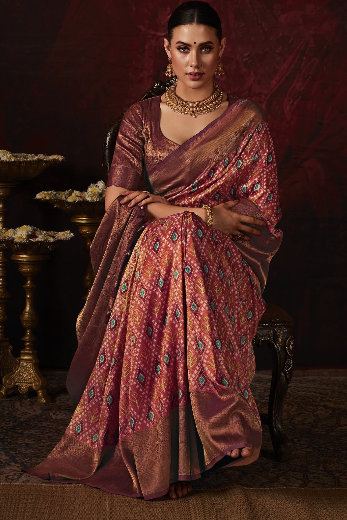 Buy MySilkLove Irish Coffee Brown Banarasi Digital Printed Saree Online