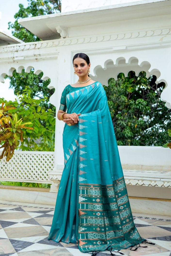 Buy MySilkLove Steel Blue South Silk Saree Online