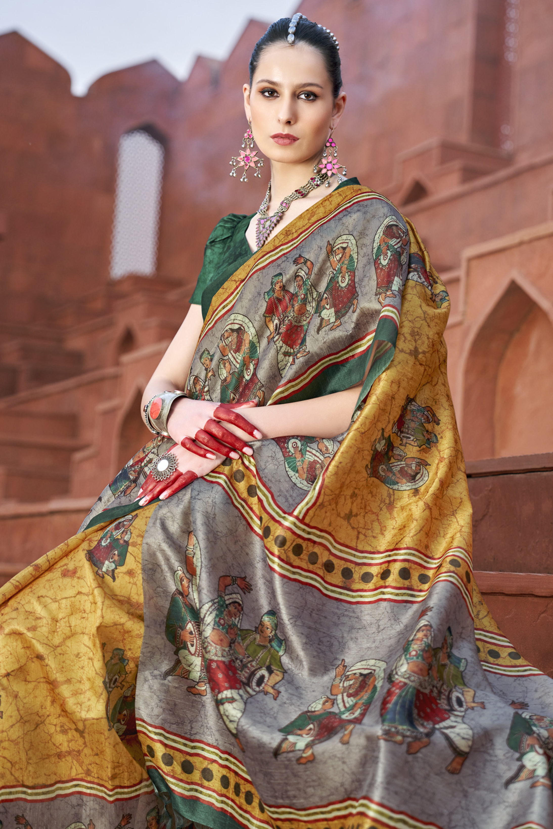Buy MySilkLove Apache Yellow Handloom Tussar Silk Saree Online