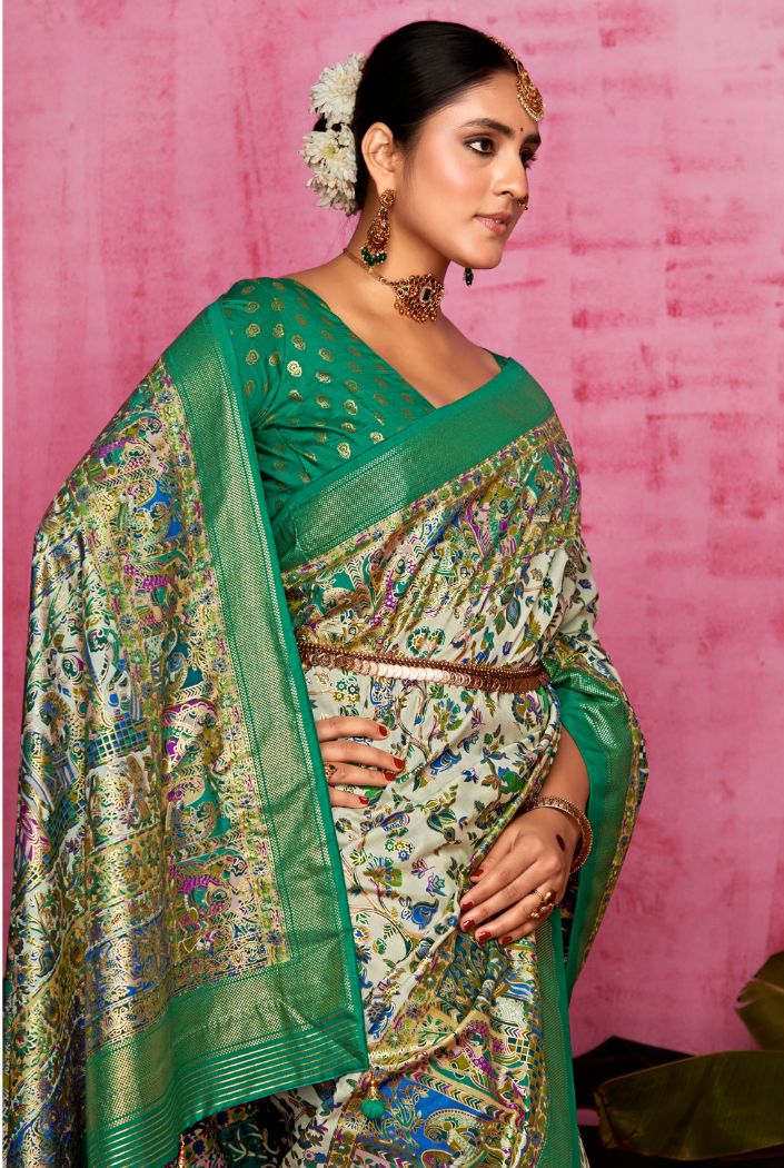 Buy MySilkLove Salem Green Patola Soft Silk Saree Online
