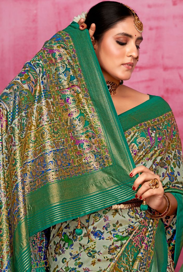 Buy MySilkLove Salem Green Patola Soft Silk Saree Online