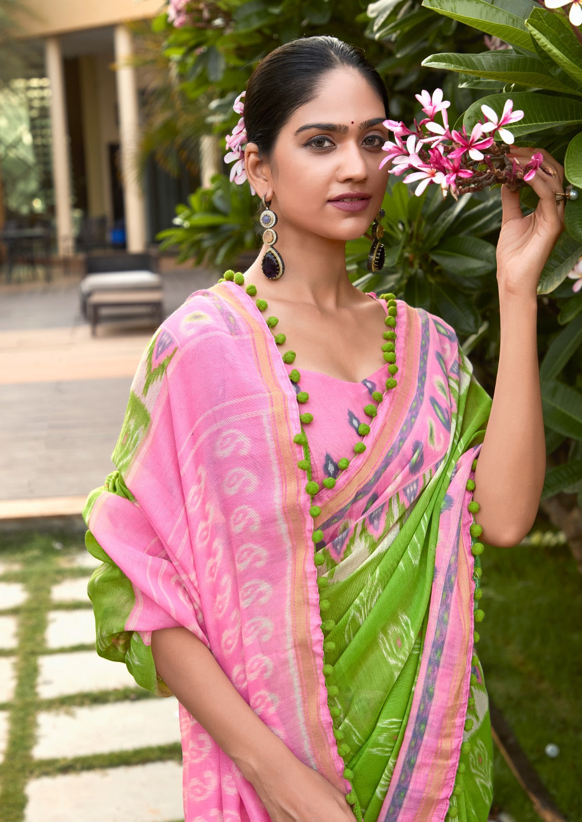 Buy MySilkLove Granny Smith Apple Green Mul Mul Cotton Saree Online