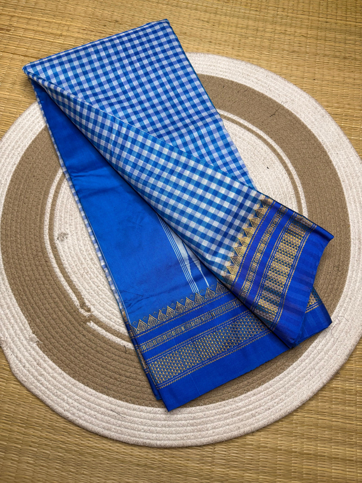 Buy MySilkLove Scarlet Red Checks Pattern Pure Silk Irkal Saree Online