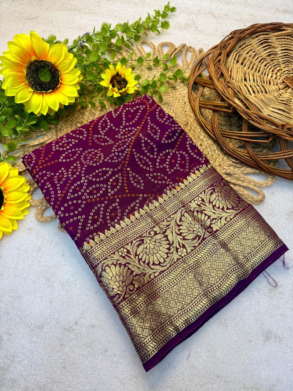 Buy MySilkLove Canary Red Bandhani Zari Woven Silk Saree Online