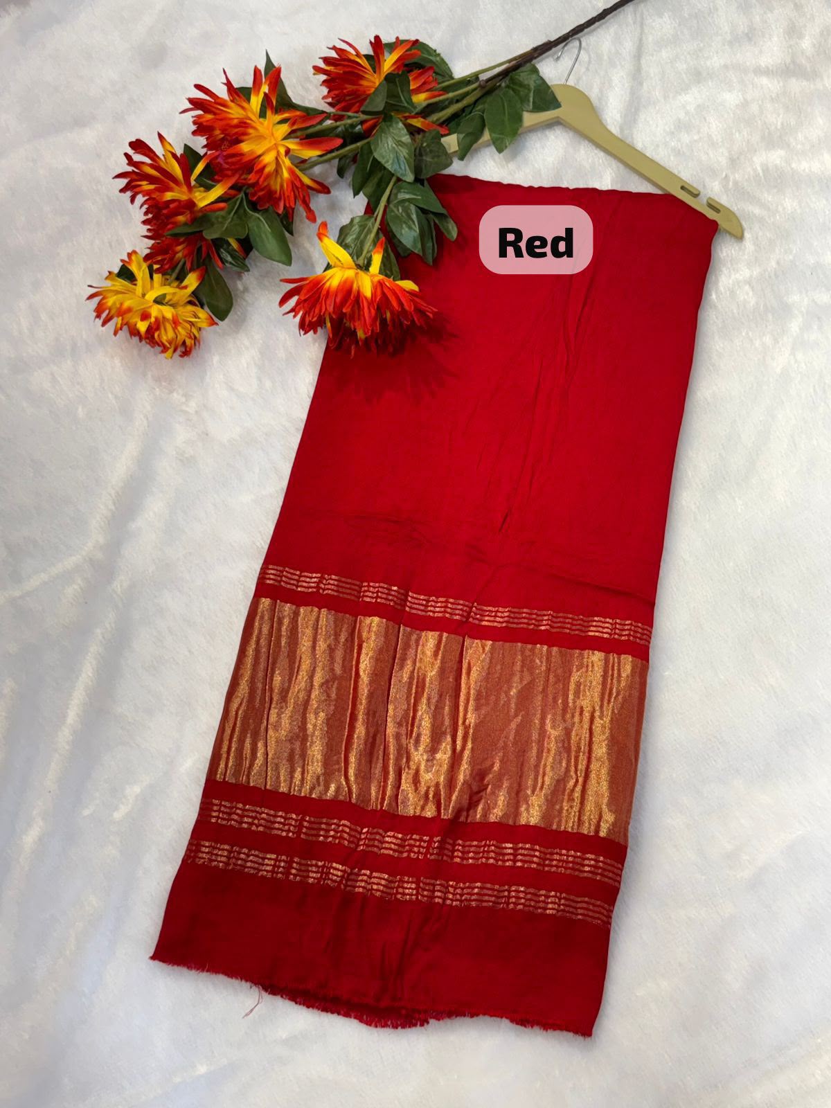 Buy MySilkLove Terracotta Orange Modal Pure Gajji Silk Saree with Lagdi Zari Pallu Saree Online