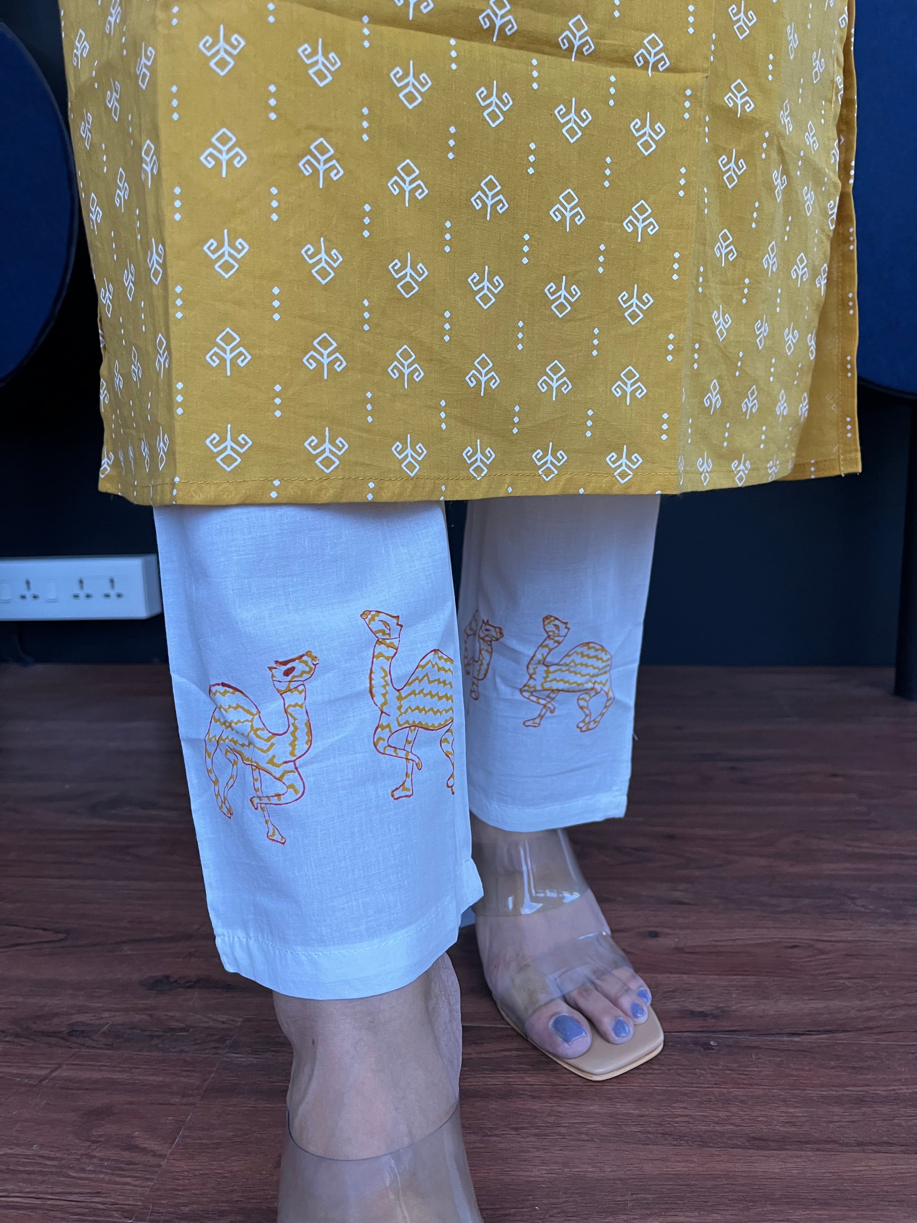 Buy MySilkLove Mustard Yellow and White Printed Dupatta Set Online