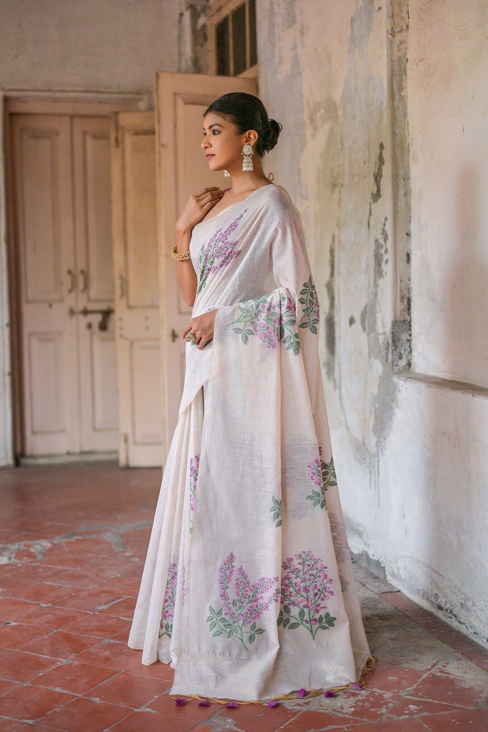 Buy MySilkLove Whisper White Muga Cotton Woven Saree Online