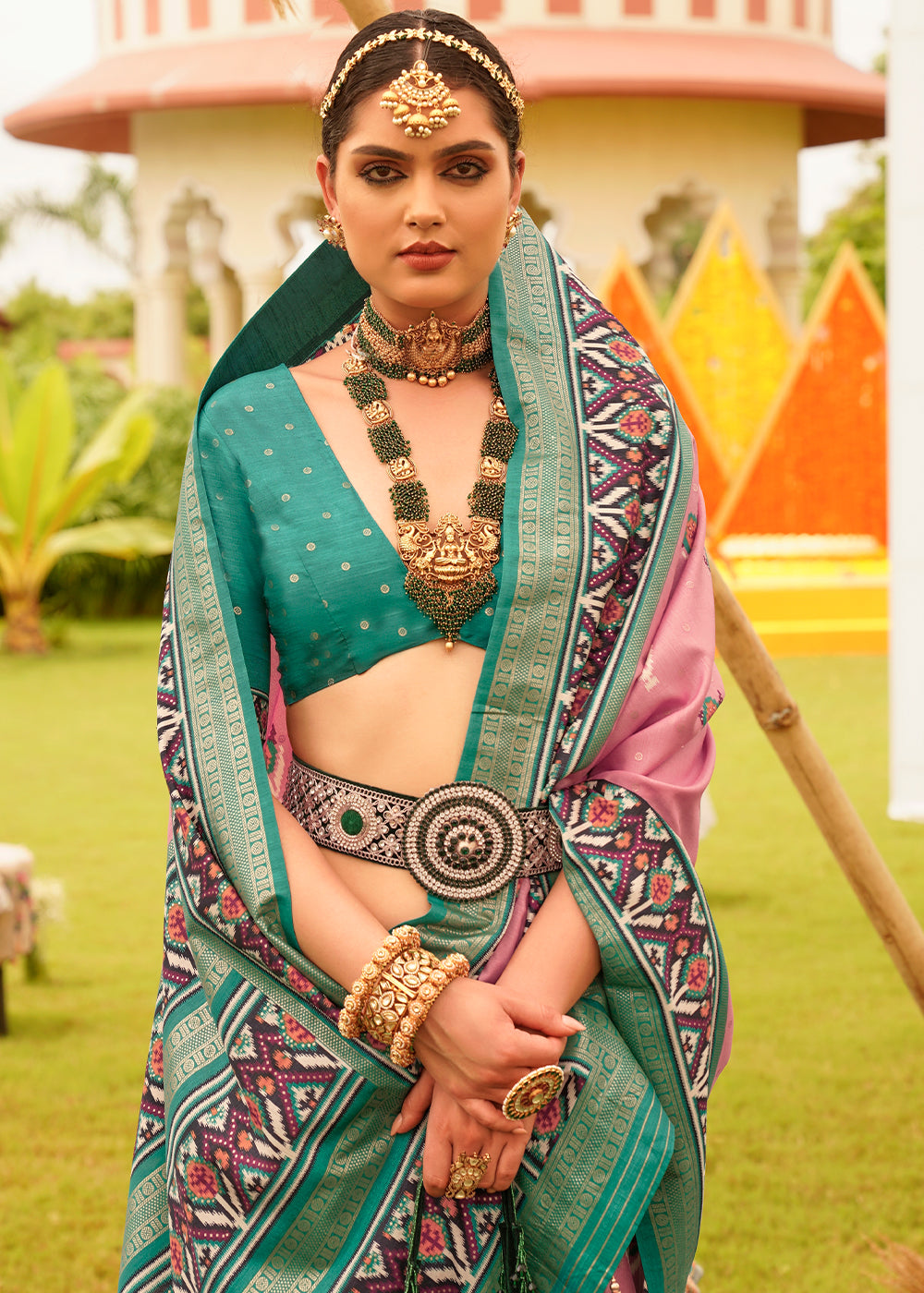 Buy MySilkLove Contessa Pink Printed Patola Designer Silk Saree Online