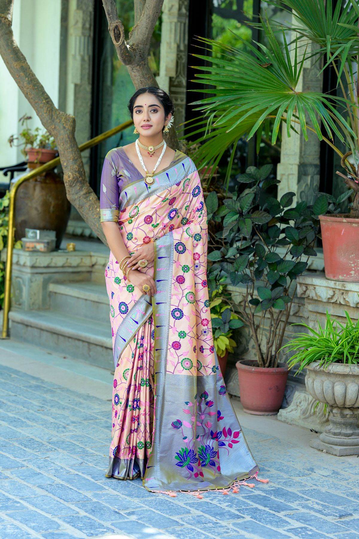 Buy MySilkLove Shine Orange Woven Paithani Saree Online