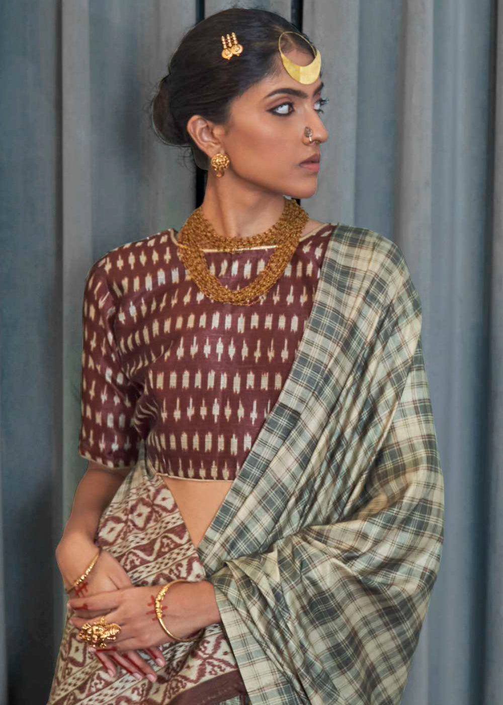 Buy MySilkLove Limed Ash Green Printed Banarasi Saree Online