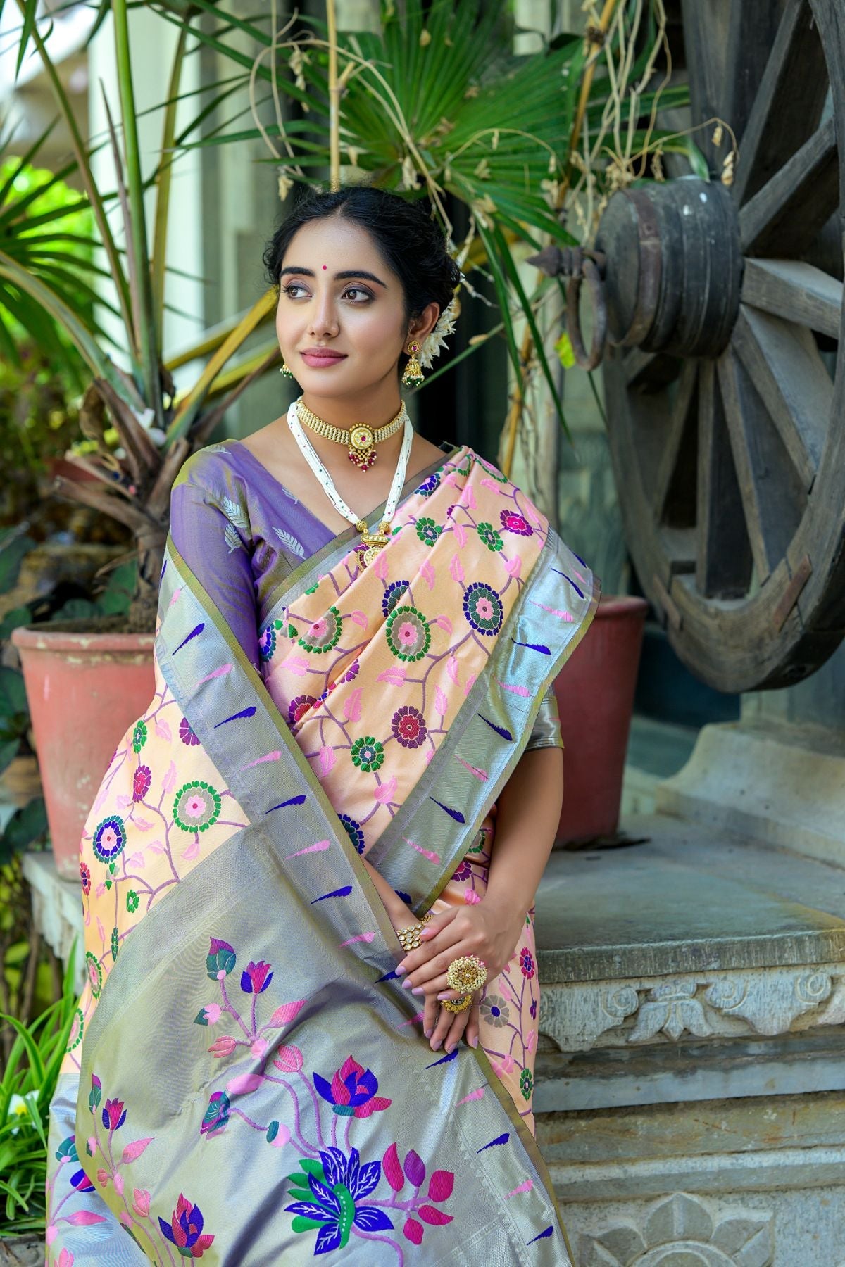 Buy MySilkLove Shine Orange Woven Paithani Saree Online