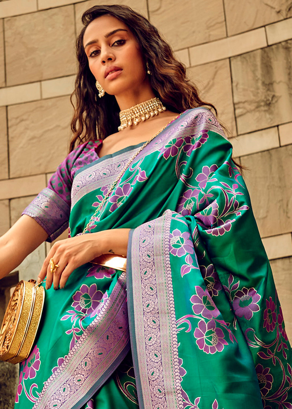 Buy MySilkLove Elf Green Zari Woven Banarasi Handloom Silk Saree Online
